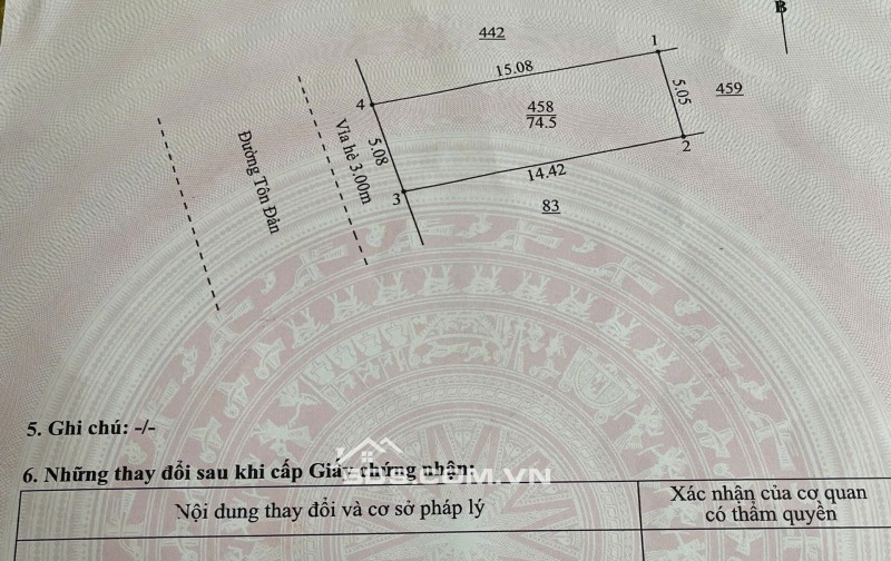 Bán đất đường 7,5m Tôn Đản -  Bán đất tặng nhà C4 kiên cố